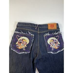 Red Monkey Company Jeans Mens 34x34 Blue Denim Embroidered Pockets Martin Ksohoh